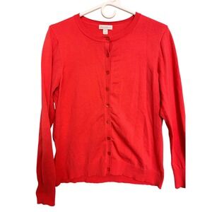 Charter Club Coral Pink Silk Blend Button‎ Front Cardigan Fitted Sweater Large